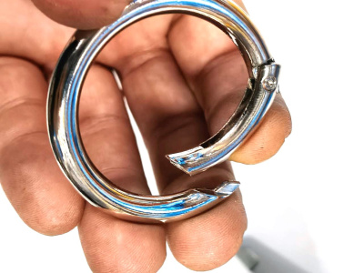  Кольцо-карабин  07730, металл, 40х6 мм, цвет никель (уп.9/100шт)  ТриКатушки