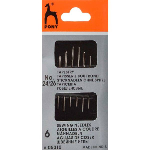  05310 Иглы для гобеленовых и трикотажных тканей № 24-26, 6 шт PONY  ТриКатушки