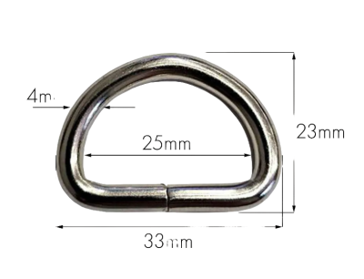 Полукольцо металлическое 25мм (толщ, 4мм) цв. Никель (уп.200шт.)  ТриКатушки