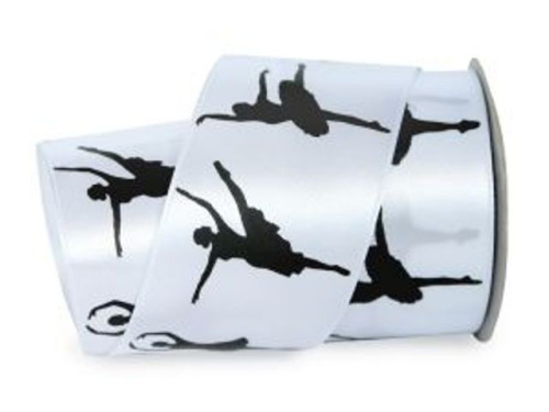  UT001-50-3001-black Лента атласная с рисунком 50мм (рулон 20 ярдов = 18 метров)  ТриКатушки