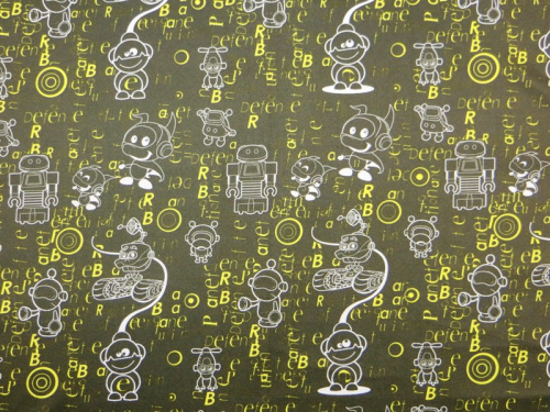  Ткань курточная детская  Дьюспо 240T WR PU цв.Roboti_temno-zelenii_35  ТриКатушки