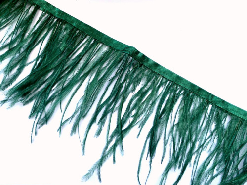  Перья на ленте цв. малахит/10м  ТриКатушки