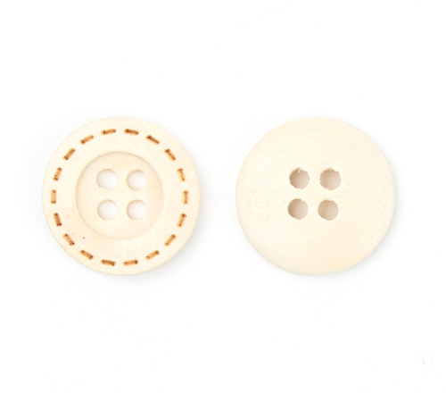  Пуговицы деревянные, арт. 0433, цв. Слоновая кость, бежевый пунктир, 36L-23мм(уп.50шт)  ТриКатушки