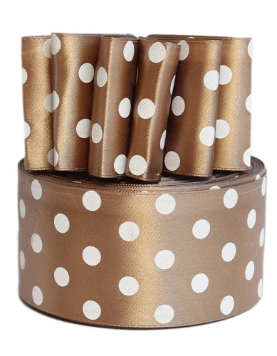  Лента атласная "горох" 50мм (намотка 36 ярдов = 32,9 метров) цв. 3126 (белый горох)  ТриКатушки