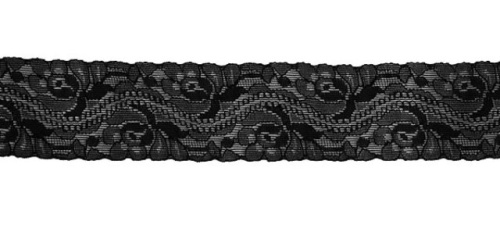  1062 черный кружево-стрейч 40мм (намотка 27,4 метров)  ТриКатушки