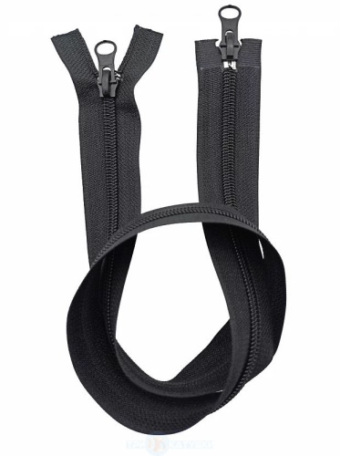  Молния спиральная(Витая) Т7 2 замка 60 см, 322 Черная ( уп.50 шт.)  ТриКатушки