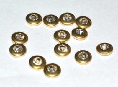  Хольнитен со стразой 9,5мм (Нержавеющие ) (уп.1000шт.) цв.Золото  ТриКатушки