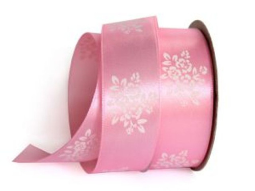  UT002-25-3077-white Лента атласная с рисунком 25мм (рулон 20 ярдов = 18 метров)  ТриКатушки