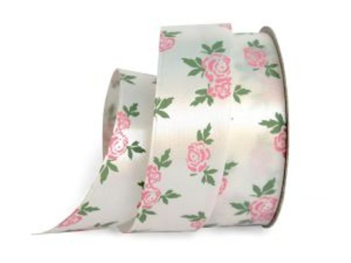  UT021-25-3002-077/145 Лента атласная с рисунком 25мм (рулон 20 ярдов = 18 метров)  ТриКатушки