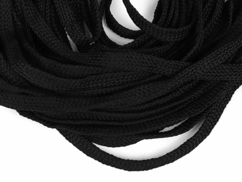  Шнур плоский полиэфирный 7мм (уп.200м) цв. черный  ТриКатушки