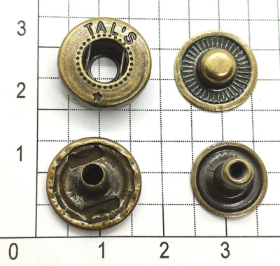  Кнопка 15мм Альфа сталь цв.Антик (уп 720шт) Tals(Турция)  ТриКатушки