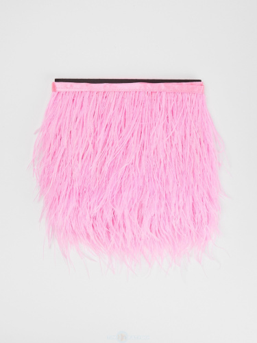 Перья на ленте 10-13 см цв. розовый неон/10м  ТриКатушки