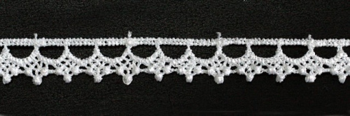  1157 белый Кружево вязанное 13мм (упаковка 15 ярдов = 13,7 метра)  ТриКатушки