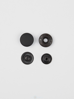  Кнопка 15мм Альфа с пластиковой крышкой SOFT TOUCH+3 части Оксид  сталь (уп 720шт)NS  ТриКатушки