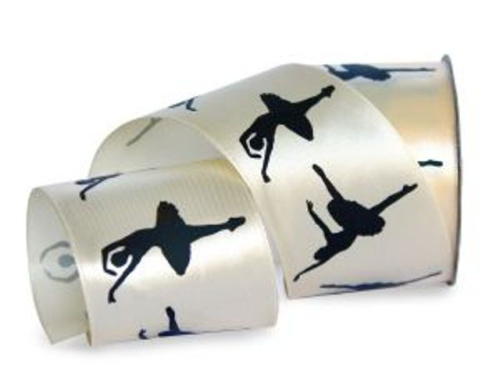  UT001-50-3008-black Лента атласная с рисунком 50мм (рулон 20 ярдов = 18 метров)  ТриКатушки