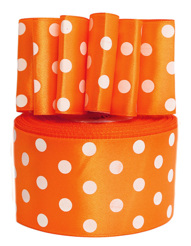  Лента атласная "горох" 50мм (намотка 36 ярдов = 32,9 метров) цв. 3020 (белый горох)  ТриКатушки