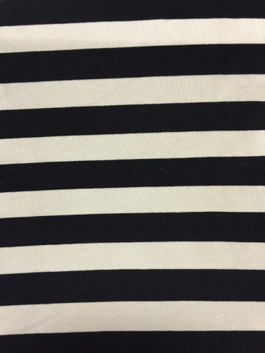  Ткань Футер 3х нит., начес, О.Е., 300гр/м2, полоска черно-белый  ТриКатушки