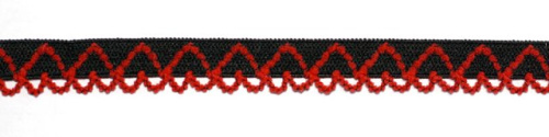  5369 черный/красный резинка бельевая 11мм (намотка 144 ярда = 131,7 метра)  ТриКатушки