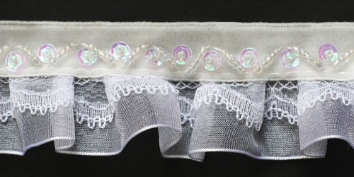  0626-2161 белый Тесьма, ширина 32мм (намотка 15 ярдов = 13,7 метра)  ТриКатушки