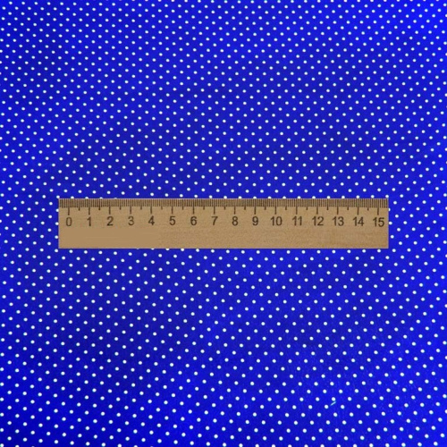  Ткань Кашибо горох 0,1см электрик/белый арт. 5035  ТриКатушки