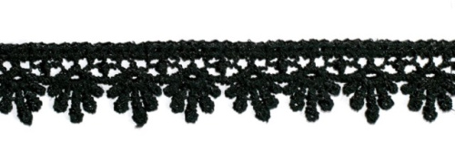  1062 черный Кружево вязанное 17мм (упаковка 15 ярдов = 13,7 метра)  ТриКатушки