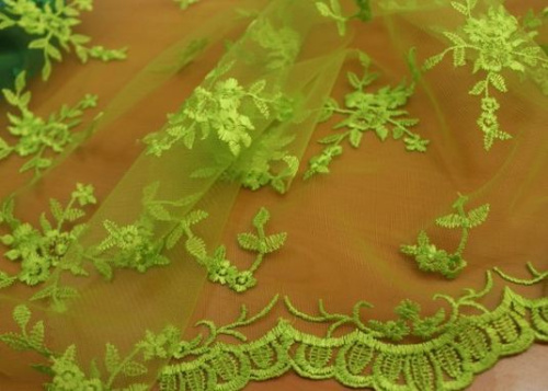  Ткань 5039 Тюль вышивка №601 салатовый  ТриКатушки