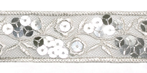  0052 белый Кружево с пайетками 30мм (упаковка 15 ярдов = 13,7 метра)  ТриКатушки