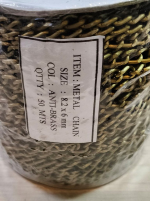  UX Цепь металлическая арт.0403-2020, 8,2*6мм (упаковка 50 метров) антик  ТриКатушки