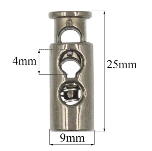  Фиксатор для шнура 2 отверстия Цилиндр L4 под металл цв.Черный никель (уп.50/500 шт.)  ТриКатушки