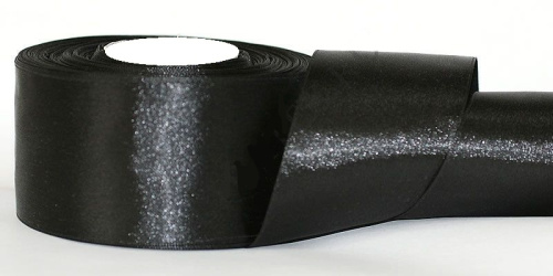 черный 50мм Лента атласная МН (рулон 36 ярдов = 32,9 метров)  ТриКатушки