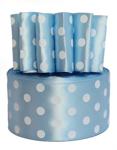  Лента атласная "горох" 50мм (намотка 36 ярдов = 32,9 метров) цв. 3105 (белый горох)  ТриКатушки