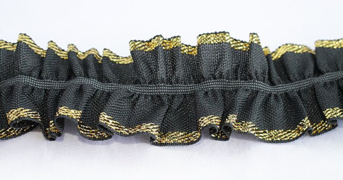  Лента траурная "Рюш" арт.С3416Г17Т/4 ширина 40мм (упаковка 50 метров) черная с золотом  ТриКатушки