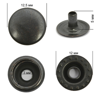  Кнопка НЕРЖ. №61 мини 12,5 мм, цв.Оксид (уп.20 шт) ProKnopka  ТриКатушки