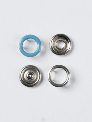 Кнопка рубашечная (кольцо) 9,5 мм - эмаль 206/1440 шт., цв. бирюзовый голубой TALS  ТриКатушки