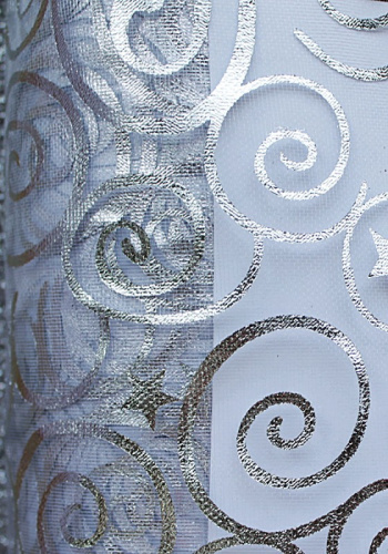  Сетка "тонкая с метализированным рисунком" в рулоне, ширина 50см, намотка 5 ярдов, цвет №02 серебро  ТриКатушки