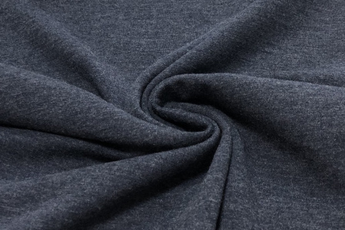  Ткань Кулирная гладь г/к 150гр.кв.м, 70% Хб + 30% ПЭ (меланж), пенье, цв. Индиго меланж  ТриКатушки