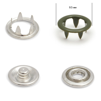  Розн.уп.Кнопка 9,5мм рубашечная (кольцо) нерж. цв.Хаки №327 (уп. 20 шт) ProKnopka  ТриКатушки