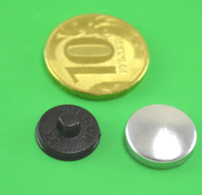  Заготовка для обтяжки пуговиц №24 (15мм) пластик цв. черный (уп 500шт)  ТриКатушки