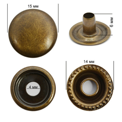  Кнопка Нержавеющие №61 15 мм Цв. Антик(уп.720шт),New Star  ТриКатушки