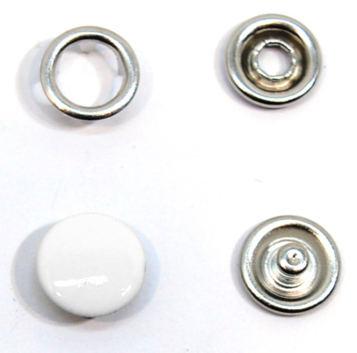  Кнопка (закрытая) 7,8 мм нержавейка , цв.Белый (уп.50 шт) ProKnopka  ТриКатушки