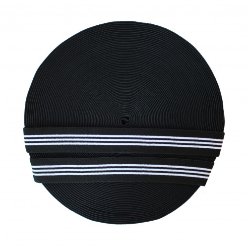  Резинка 60052 EkoflexТканая 30мм п/а "Полоски" (25м) цв. черн/бел  ТриКатушки