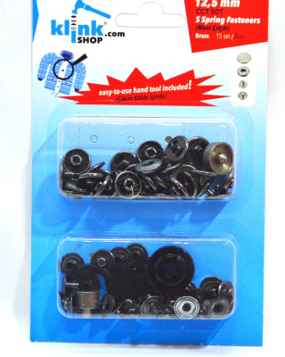  Кнопка в блистере арт.501 НЕРЖ. Альфа №54 12,5мм цв. Черный никель (уп.15 компл.) + Ручной установщи  ТриКатушки