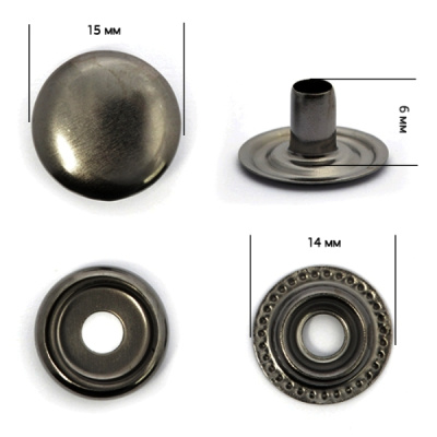  Кнопка Нержавеющие №61 15 мм Цв. Черный Никель (уп.720шт),New Star  ТриКатушки