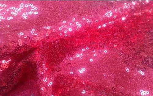  Ткань 5026 Сетка пайетки диск №201 ярко-розовый  ТриКатушки