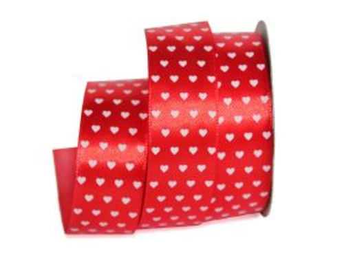  UT003-25-3095-white Лента атласная с рисунком 25мм (рулон 20 ярдов = 18 метров)  ТриКатушки