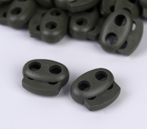  Фиксатор для шнура 2 отверстия Овал 103-М (27002-СМ) цв.Хаки темный 078 (уп.50/250/1000 шт)  ТриКатушки