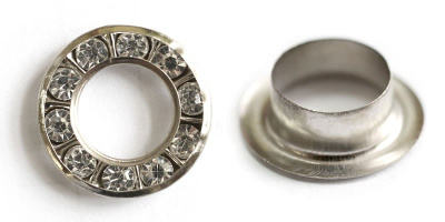  Люверсы со стразами МН D=10х18мм никель (упаковка 1000 штук) арт.0301-4920  ТриКатушки