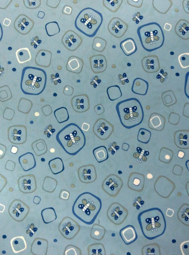  Ткань курточная детская  Дьюспо 240T WR PU цв.Butterflies-3 голубой 65  ТриКатушки