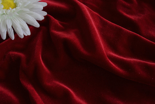  Ткань 3005 Бархат стрейч, ш.150см., №101 красный  ТриКатушки