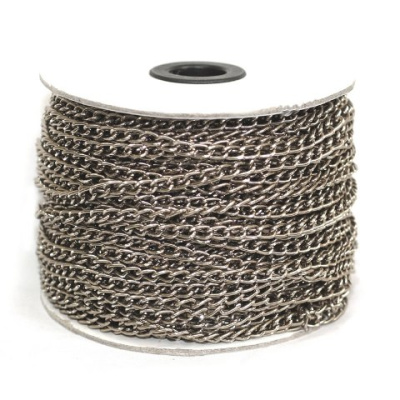  UX Цепь металлическая арт.0403-2009, 6,5*4,4мм (упаковка 100 метров) никель  ТриКатушки